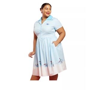 Disney Her Universe Blue Notched Collar Midi flight crew Sundress